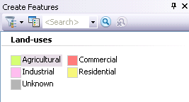 Create Features window with the feature templates named after the symbol labels