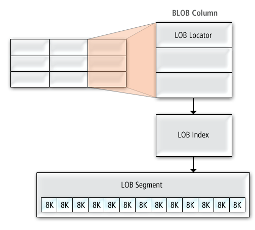 BLOB data stored out-of-row, requiring a LOB index