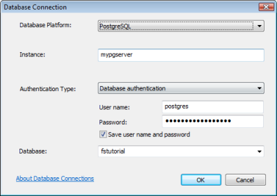 Example of connecting as the postgres user