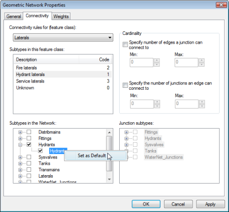 Set end junction default to hydrant