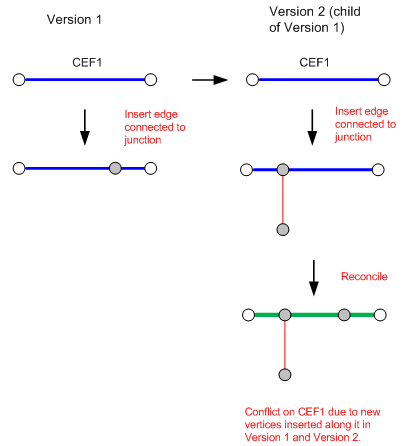 The creation of the edge and junction at midspan results in a new vertex being inserted for the edge