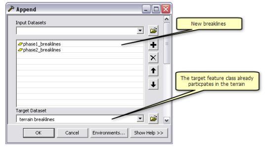 Append geoprocessing tool dialog box