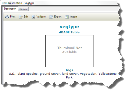 For items such as tables you can't capture a thumbnail that describes the item in ArcGIS.