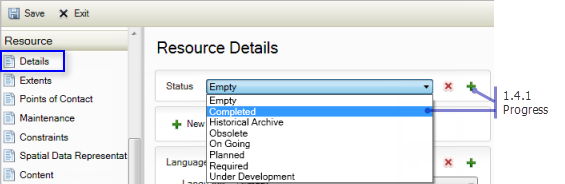 Resource Details page: Progress