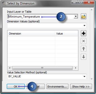 Parameter values in Select by Dimension tool