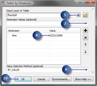 Selecting a specific time, level, or other dimension value using the Select By Dimension tool