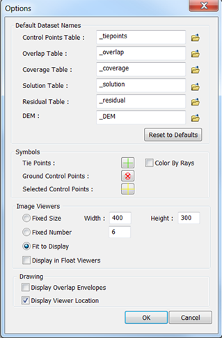 Block adjustment Options window