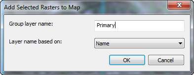 Add Selected Rasters to Map dialog box