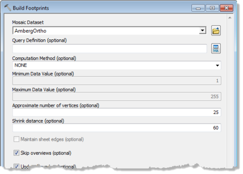 Build Footprints dialog box