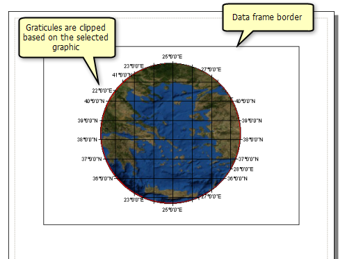 A clipped data frame overlaid with clipped grids and graticules
