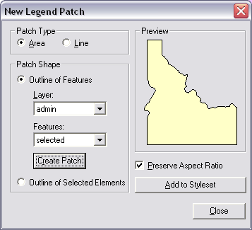 Creating a custom legend patch using the boundary of the state of Idaho