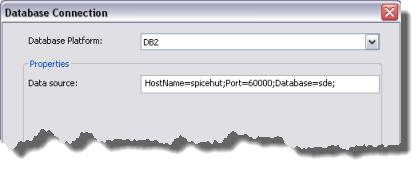 Data source example for DB2 direct connect database connection