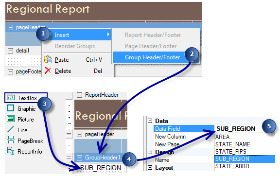 Adding a new group in the Report Designer