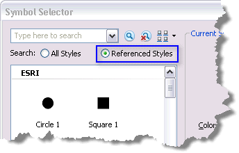 Search for symbols from referenced styles only
