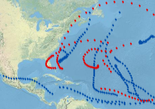 Map display illustrating the use of time offset