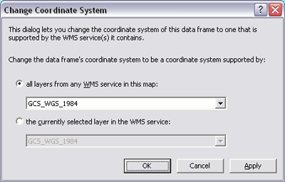 Changing to a server-supported coordinate system