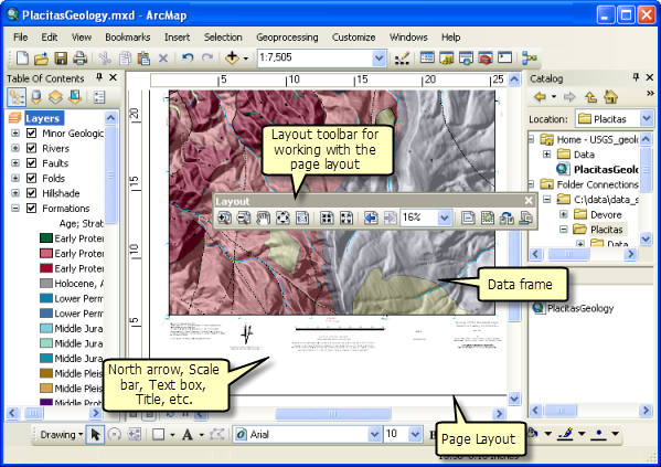 A page layout in ArcMap