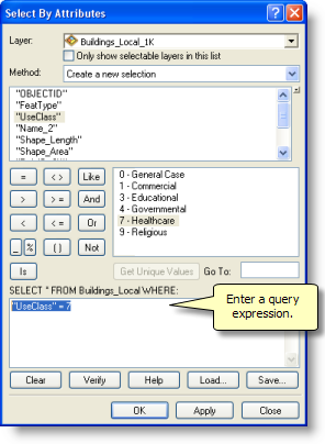 The Select By Attribute dialog box