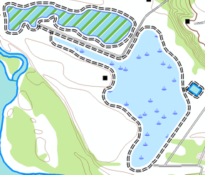 Map results with random pattern of swamp symbols