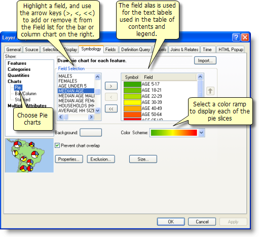 Remove field. ARCMAP pie Charts.