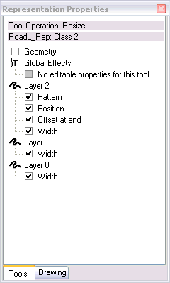 The Tools tab of the Representation Properties window