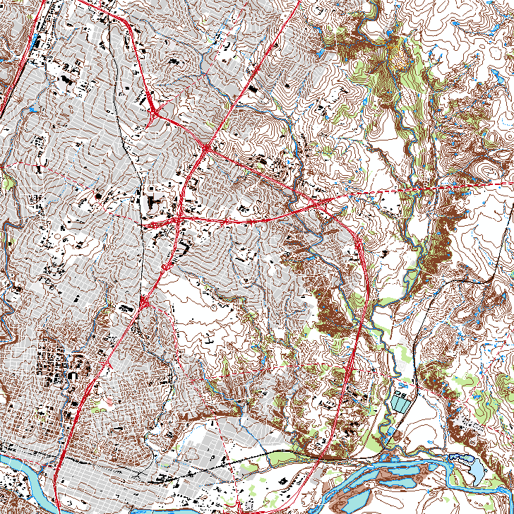 A topographic map of Austin, Texas.