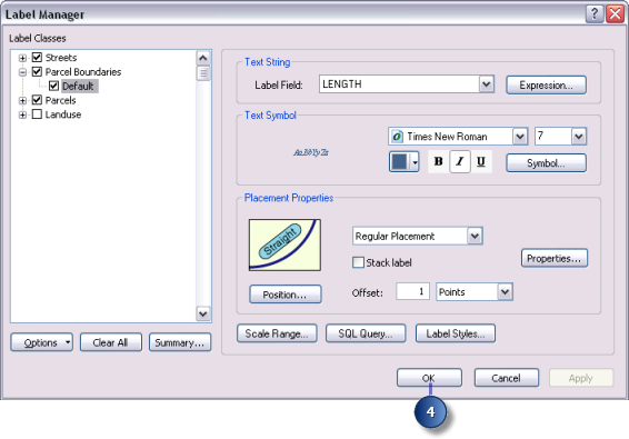 Label Manager dialog box