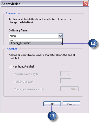 Abbreviation dialog box