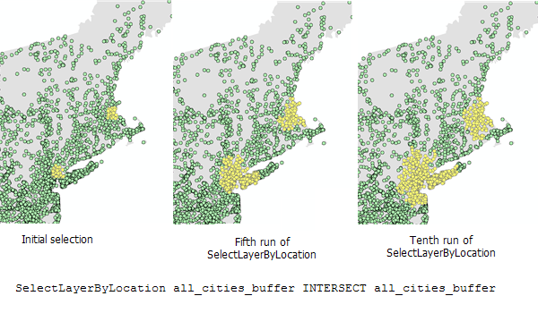 SelectLayerByLocation using INTERSECT