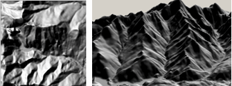 Hillshade raster derived from elevation