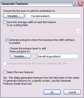 Setting the feature template to use when generating features