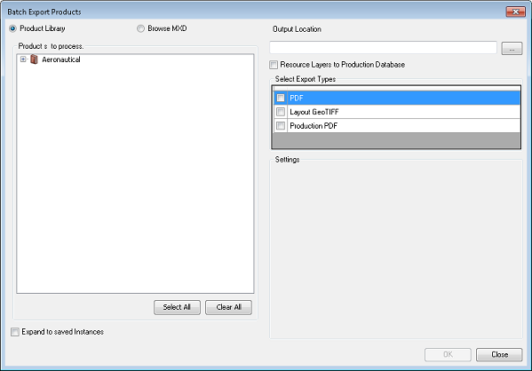 Batch Export Products dialog box