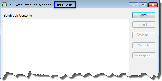 Initial view of the Reviewer Batch Job Manager dialog box