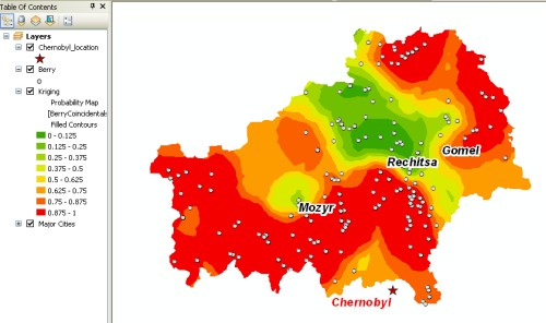 Geostatistical Analyst application for radiocesium contamination threshold