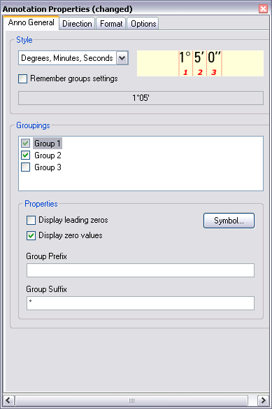 Grids and Graticules Designer Annotation Properties (changed) dialog box—Anno General tab