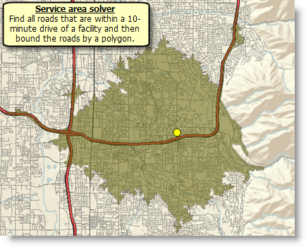 Service area polygons