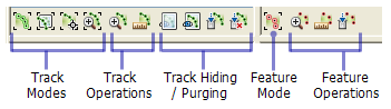 A row of buttons allows you to perform operations on the current set of active tracks and features