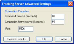The Tracking Server Advanced Settings dialog box