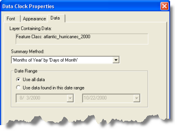 The Data tab of the Data Clock Properties dialog box