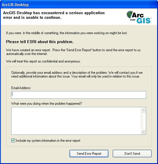 arcgis file handler error