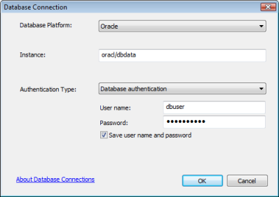 Example Oracle connection using an Oracle Easy Connect string