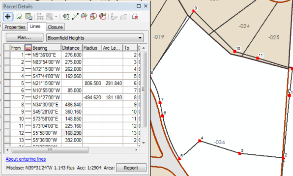 Subdivision parcel traverse