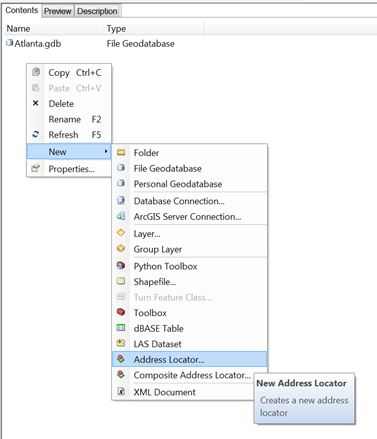 Create Address Locator context menu