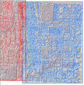 Lidar points overlaid on interpolated surface