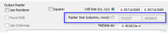 Export dialog box options