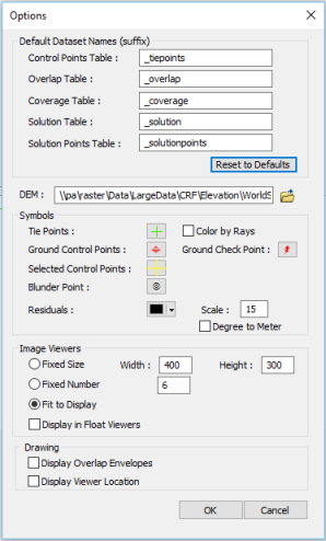 Block adjustment Options window