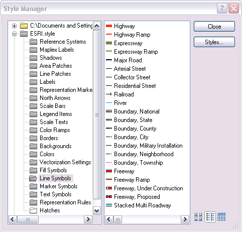 Style contents are shown in individual folders.