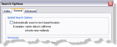 Spatial search options