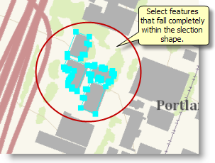 Select features that are completely contained by the selection shape.