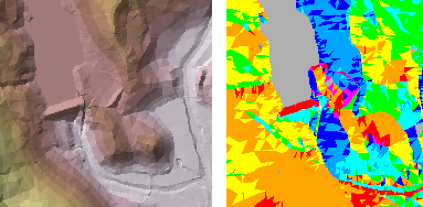 TIN terrain model aspect values